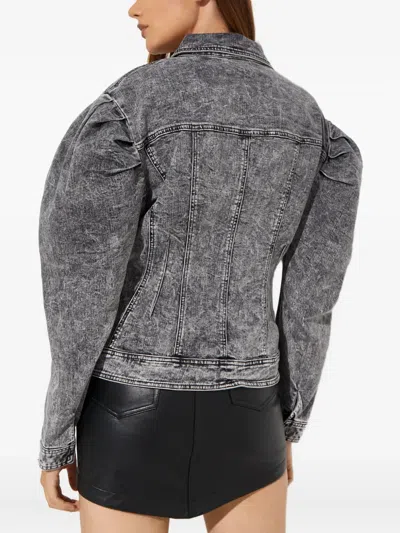 Norma Kamali Puff-sleeves Denim Jacket In Gray