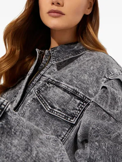 Norma Kamali Puff-sleeves Denim Jacket In Gray