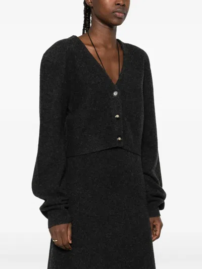 Nanushka Button-front Cropped Cardigan In Gray
