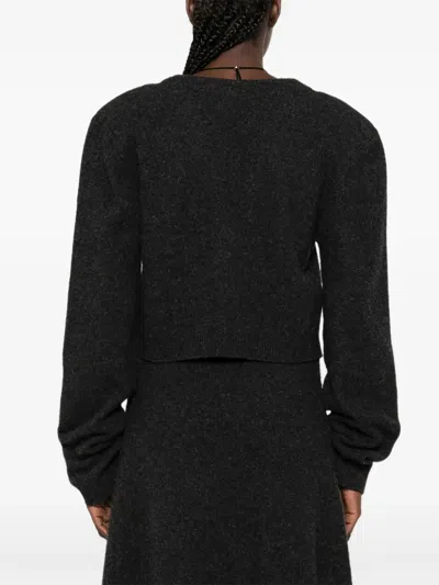 Nanushka Button-front Cropped Cardigan In Gray