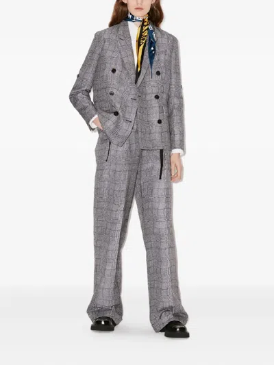 Kenzo Check Tailored Trousers In Gray
