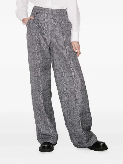 Kenzo Check Tailored Trousers In Gray