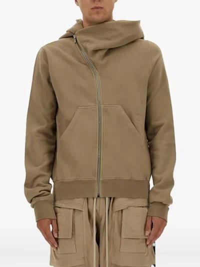 Rick Owens Drkshdw Asymmetrical Zipper Sweatshirt In Brown