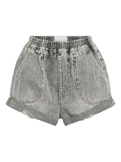 One Teaspoon Hunters Elasticated Denim Shorts In Gray