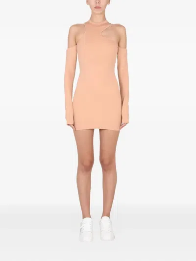 Off-white Asymmetric Mini Dress In Orange
