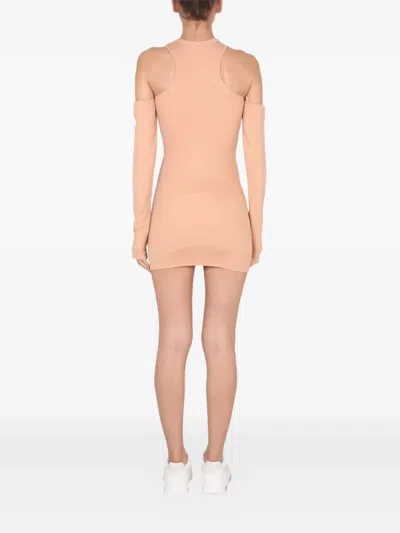 Off-white Asymmetric Mini Dress In Orange