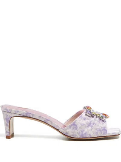 Sophia Webster Crystal-embellished Floral Sandals In Blue