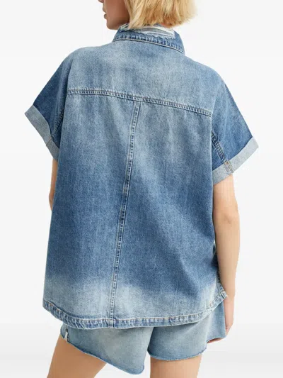 One Teaspoon Buttoned Flap-pocket Shirt In Blue