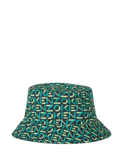 Kenzo Monogram Reversible Bucket Hat In Green