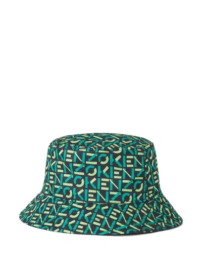 Kenzo Monogram Reversible Bucket Hat In Green