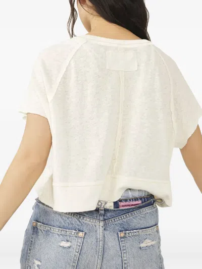 Free People Button V-neck Blouse In Neutral