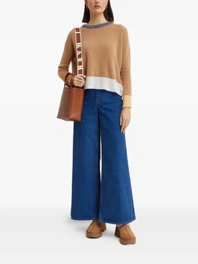 Marni Colour-block Asymmetric Jumper In Brown