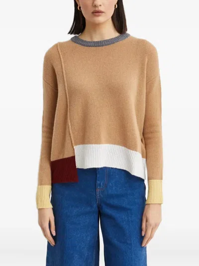 Marni Colour-block Asymmetric Jumper In Brown