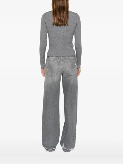 Pinko Button Ribbed Cardigan In Gray