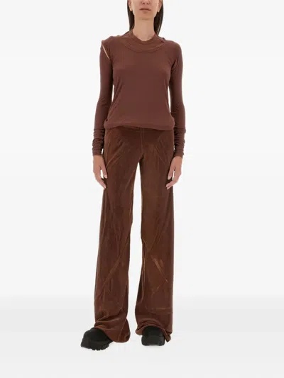Rick Owens Concordians Bias Trousers In Brown