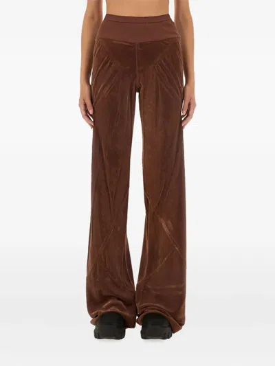 Rick Owens Concordians Bias Trousers In Brown