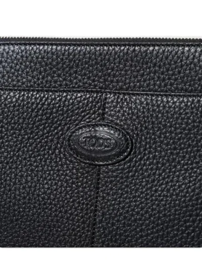 Tod's Medium Leather Document Holder In Black