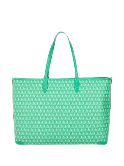 Anya Hindmarch Tote Bag With Bold Script And Textured Pattern In Green