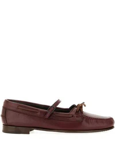 Hereu Moccasin Mary Jane Lorea Supple Shiny In Burgundy