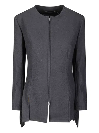 Yohji Yamamoto Zip-up Wool Jacket In Black