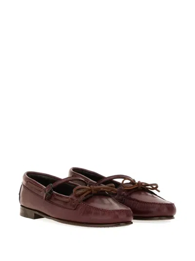 Hereu Moccasin Mary Jane Lorea Supple Shiny In Burgundy