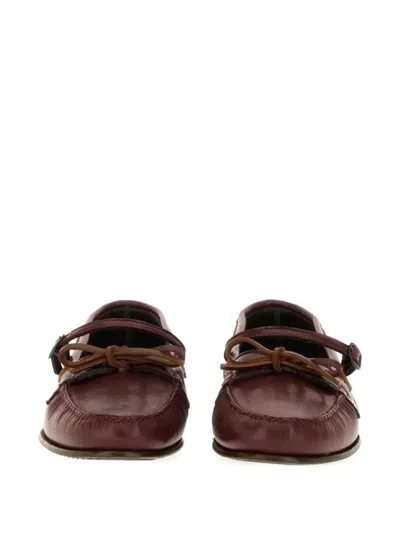 Hereu Moccasin Mary Jane Lorea Supple Shiny In Burgundy