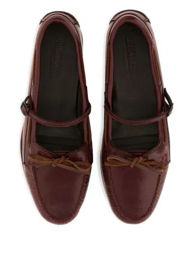 Hereu Moccasin Mary Jane Lorea Supple Shiny In Burgundy