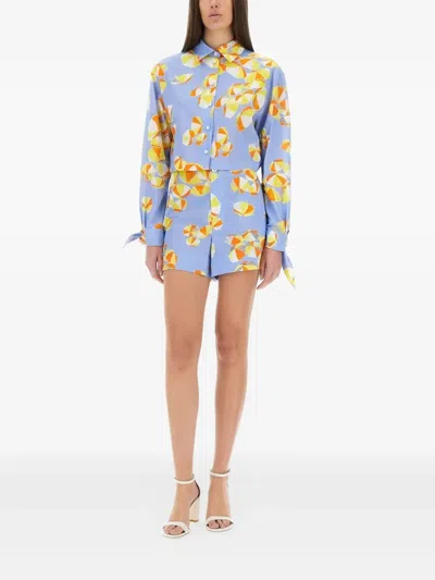 Moschino Jeans Cropped Shirt Beach Umbrellas In Gray