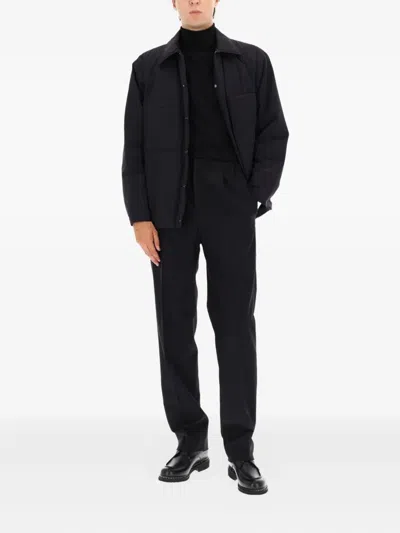 Laminar Boxy Minimalist Black Jacket With Classic Collar In Black