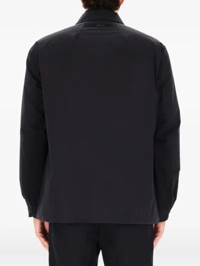 Laminar Boxy Minimalist Black Jacket With Classic Collar In Black