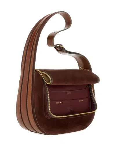 Anya Hindmarch Shoulder Bag With Adjustable Strap And Front Pocket In Brown