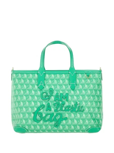 Anya Hindmarch Compact Recycled Canvas Tote Bag With Playful Pattern In Green