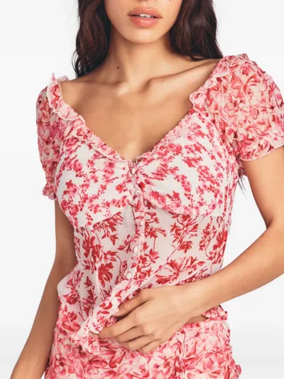 Loveshackfancy Bryant Floral Ruffled Shirt In Pink