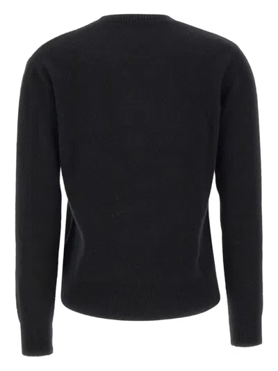 Mc2 Saint Barth Embroidered Crew Neck Knitted Top In Black