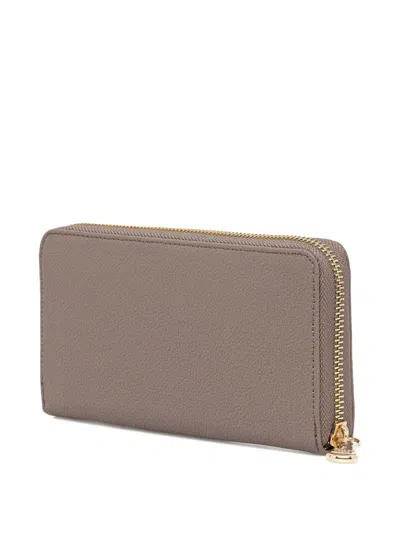 Patrizia Pepe Fly-plaque Zipped Wallet In Neutral