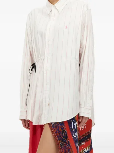 条纹抽绳连衣裙