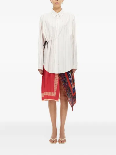 条纹抽绳连衣裙