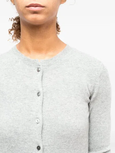 La Rose Buttoned Cashmere Cardigan In Gray