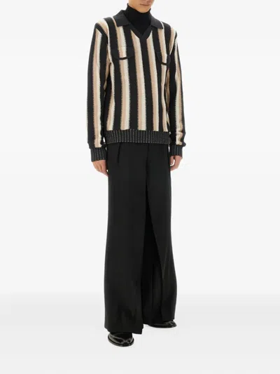 Sasquatchfabrix Striped Flap-pocket Sweater In Multi