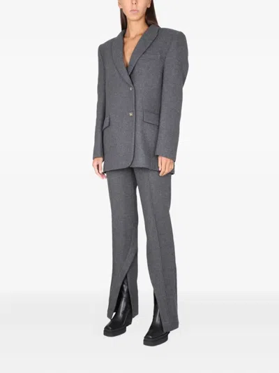 The Mannei Structured Pants Featuring Peaked Lapels In Gray