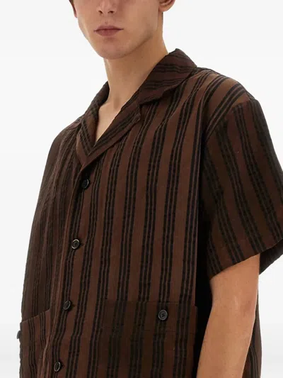 Uma Wang Striped Buttoned Shirt In Multi