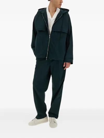 Helmut Lang Zip Cotton Trousers In Green