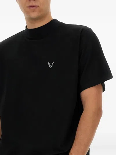 South2 West8 Logo-embroidered T-shirt In Black
