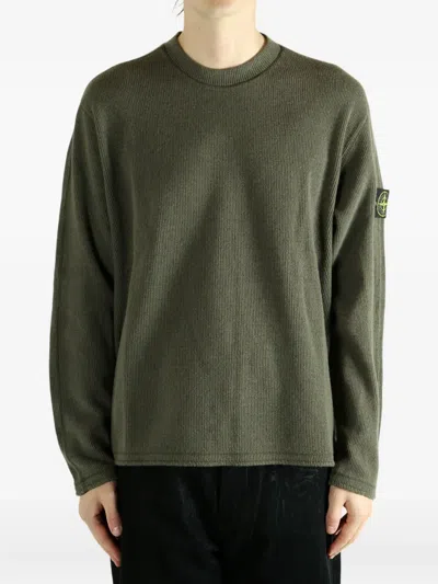 Stone Island Compass-motif Sweater In Green