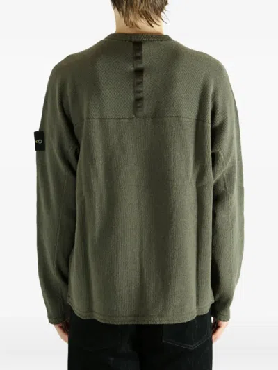 Stone Island Compass-motif Sweater In Green