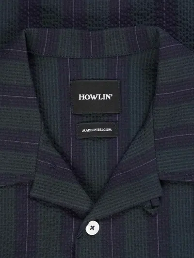 Howlin' Cotton Shirt Short Sleeves Striped Design In Black
