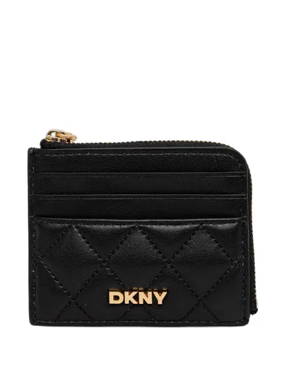 Dkny Logo-lettering Quilted Wallet In Black