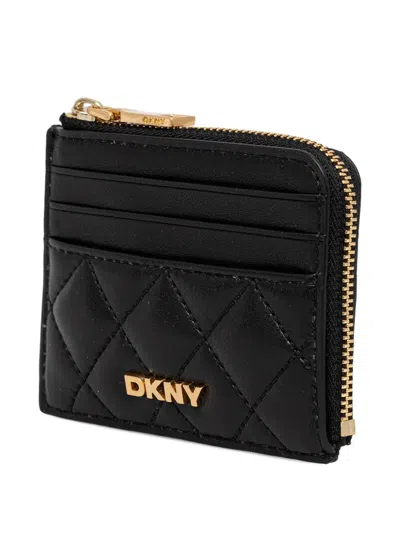 Dkny Logo-lettering Quilted Wallet In Black