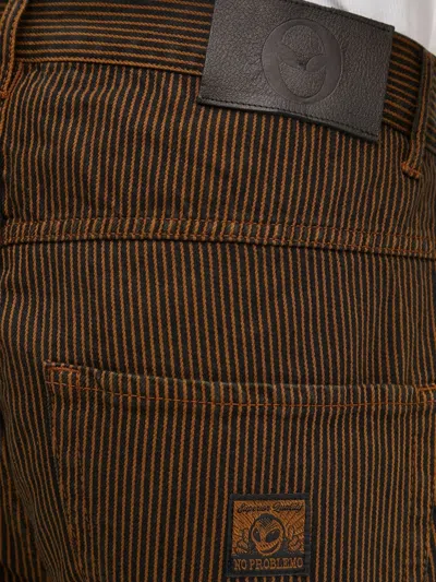 No Problemo Striped-pattern Jeans In Brown