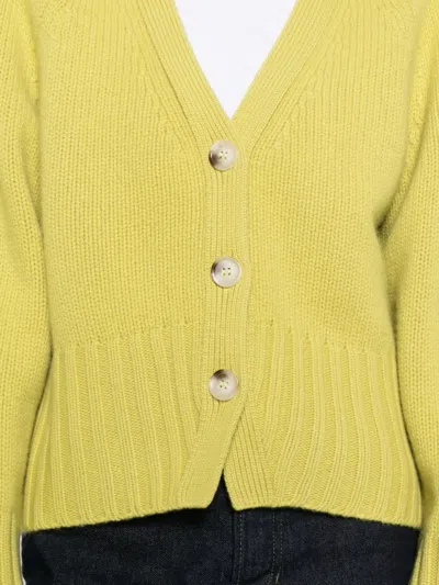 Soft Goat Buttoned Cardgan In Yellow